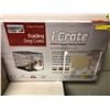 Image 3 : Folding Dog Crate by iCrate - Model 1530 for Medium Dogs with Grey striping Dog Bed/Car Seat