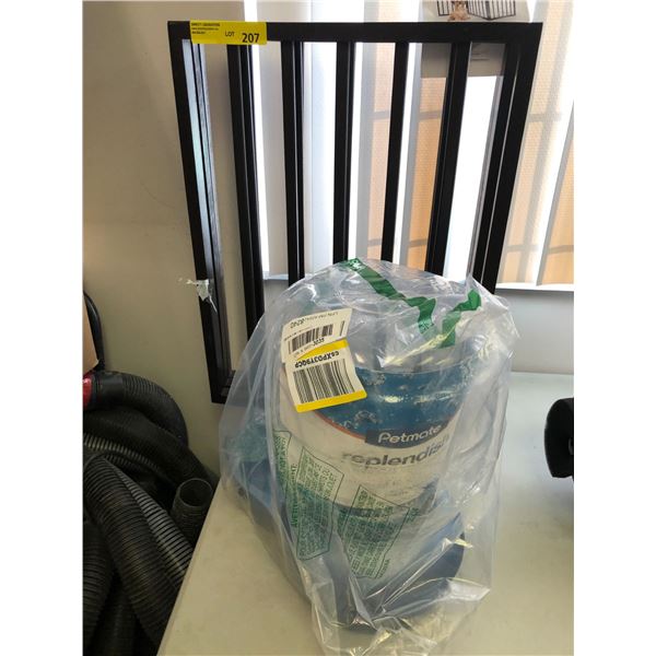 Small Dog Fence - Dark Brown Wood with PetMate Replenishing Water Bowl - 2 1/2 Gallon Size