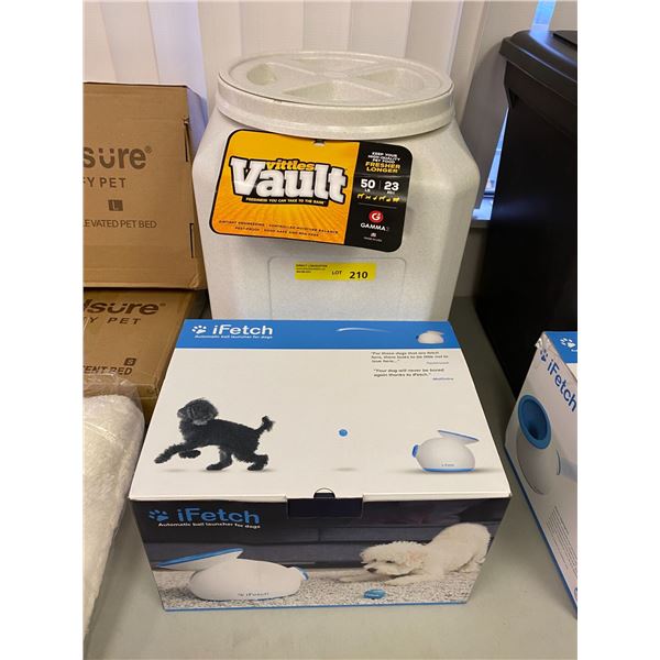 Dog Food Vittles Vault - 50lbs plus iFetch Automatic ball launcher for dogs