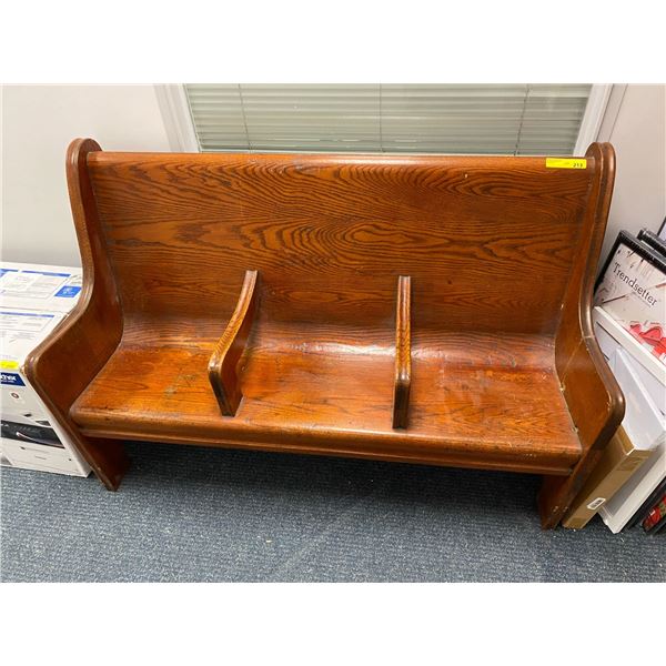 Wood Bench/Pew - approx. 60in x 22in x 41 1/2in tall