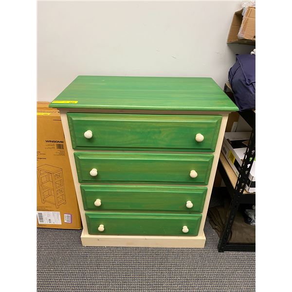 Painted Cream/Green Four Drawer Wood Dresser - approx. 30 1/2in x 17 1/2in x 37 1/2in