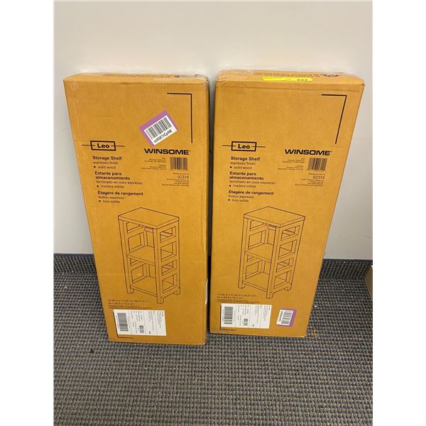 Two - Winsome Leo Storage Shelves in Espresso Finish - Solid Wood - 13.39in x 11.22in x 29.21in