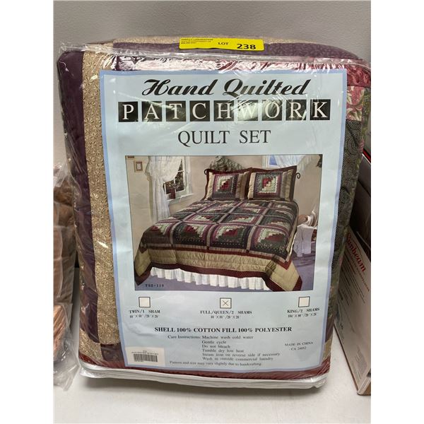 Hand Quilted Patchwork Quilt Set - Full/Queen Size - same as picture
