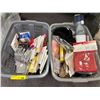 Image 1 : Two Bins of Misc. Items - Nylons, gloves, Chef's Apron