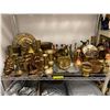 Image 1 : Shelf Lot of Misc. Brass, Copper and other Metals - Collectibles - Candlesticks, Jugs, Pots, Plates,