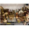 Image 2 : Shelf Lot of Misc. Brass, Copper and other Metals - Collectibles - Candlesticks, Jugs, Pots, Plates,