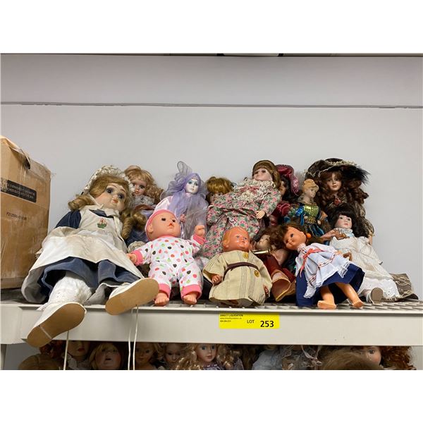 Shelf Lot of Dolls - approx. 15