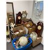 Image 1 : Corner Lot of Misc. Collectibles - Clocks, Mirrors, Globe, China, Needlepoint, Crocket, etc.