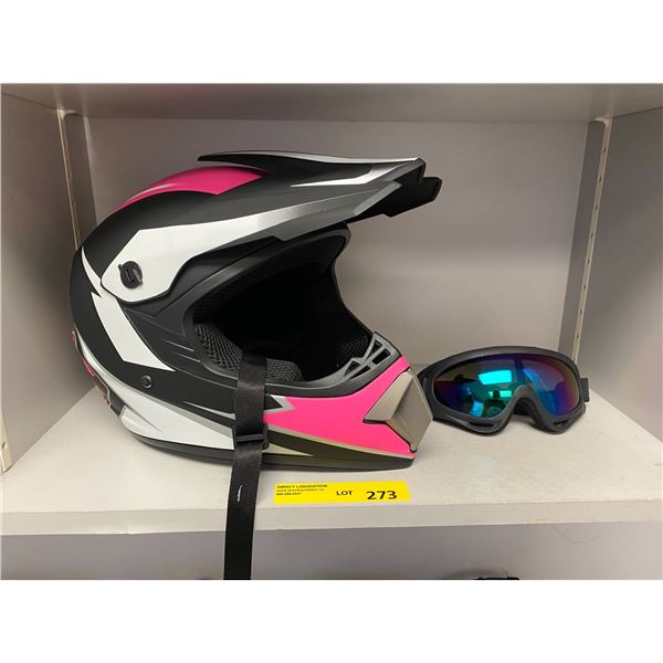 Ladies Motorcycle Helmet with Goggles & Gloves
