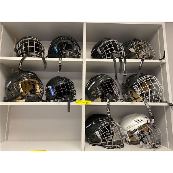 10 Caged Hockey Helmets - mainly Bauer, RDK and CCM