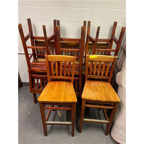 Group of 8 Solid Wood Bar Stools - Restaurant Quality