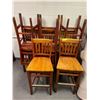 Image 1 : Group of 8 Solid Wood Bar Stools - Restaurant Quality