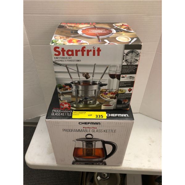 Chefman Programmable Glass Kettle & Starfrit 3in1 Fondue Set