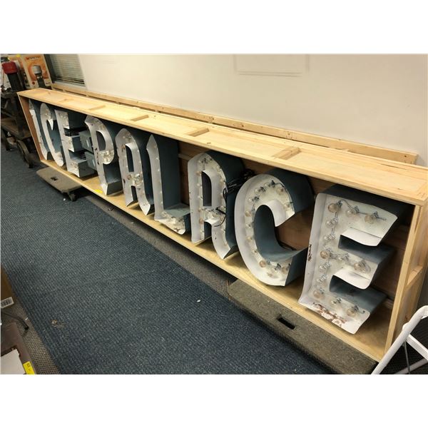 ICE PALACE Large Lite Sign from the Hockey Show - in wooden crate with wiring (approx. 13'4" x 10" x