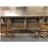 Image 2 : Large Steel and Wood Vintage - Table with Wheels & Pull Out Bins plus Shelf - approx. 60in x 20in x