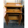 Image 2 : OAK Telephone Table - with desk style hinged door and cupboards below - approx. 25in x 14in x 41in