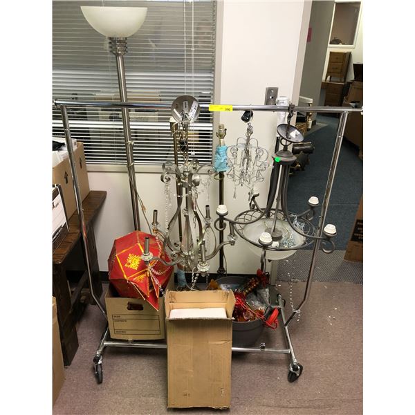 Group Lot of Chandeliers & Floor Lamps