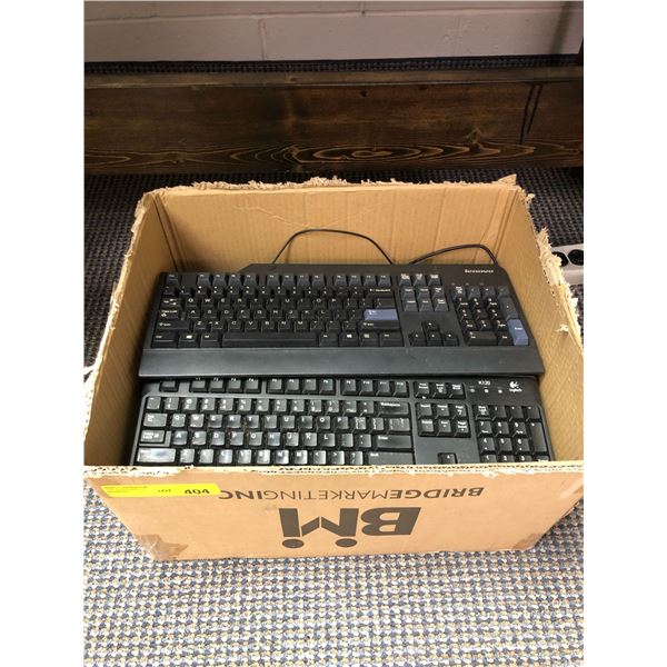 Box of Assorted Keyboards - Lenovo, Logitech - Approx. 12