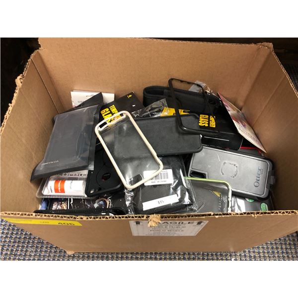 Box of Miscellaneous Phone Cases and Screen Protectors