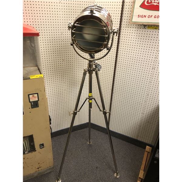 Chrome Tripod Movie Set Floor Lamp - approx. 67in tall