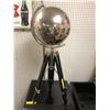Image 1 : Chrome Globe on Black Tripod Stand - approx. 39in tall
