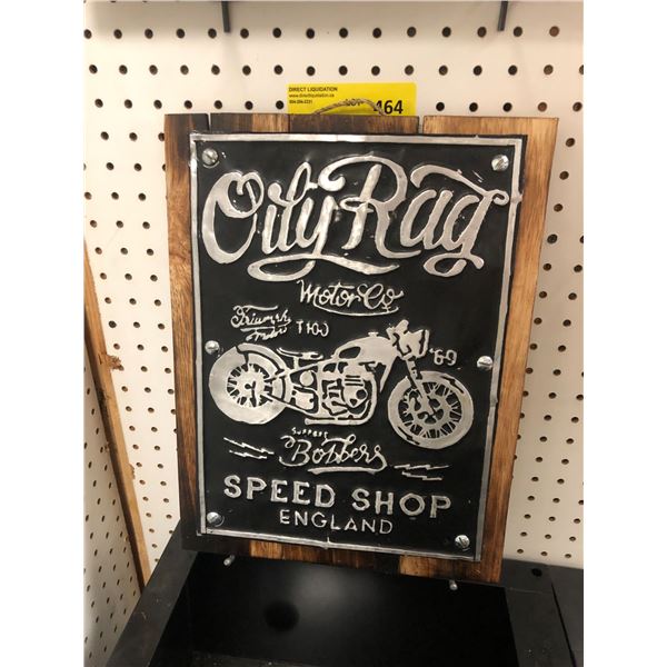 Oily Rag Motor Oil Speed Shop - Wood Reproduction Sign - approx. 1 1/2in x 15 1/2in
