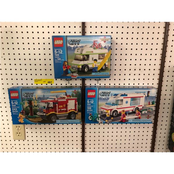3 LEGO Items - Lego City 4208 4X4 Firetruck 243 pcs, Lego City 4431 Ambulance 199 pcs and LEGO City