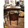 Image 1 : Antique Wood Telephone Stand with drawer and metal lined cupboard - approx. 18in x 12in x 26 1/2in -