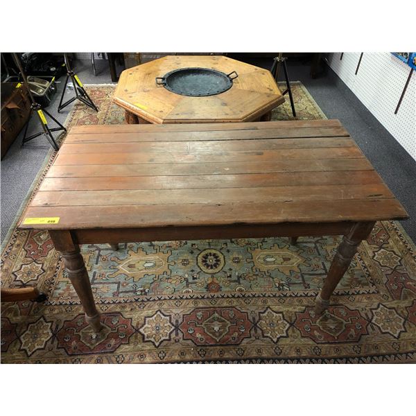 Antique Wood Dining Table - 48 1/2in x 27in x 28 1/2in tall