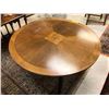 Image 1 : 42in Round Contemporary Dining Table with dark wood legs - 25in tall