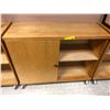 Image 1 : Birds Eye Natural Maple Veneer Rolling Shelving Unit with Cupboard