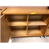 Image 2 : Birds Eye Natural Maple Veneer Rolling Shelving Unit with Cupboard