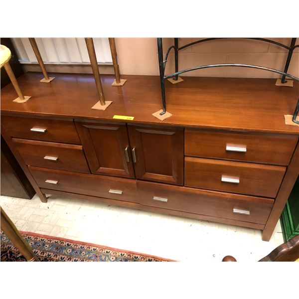 Contemporary Wood Buffet or Dresser with six drawers and 2 door cabinet - 69in x 19 1/2in x 35in