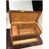 Image 2 : Large Wood Steamer Trunk with Key - Cedar Lining and bottom Drawer - approx. 40in x 20in x 25in