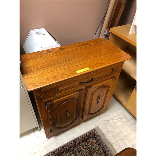 Oak Cupboard with drawer and two door cabinet - approx. 34in x 16in x 32in