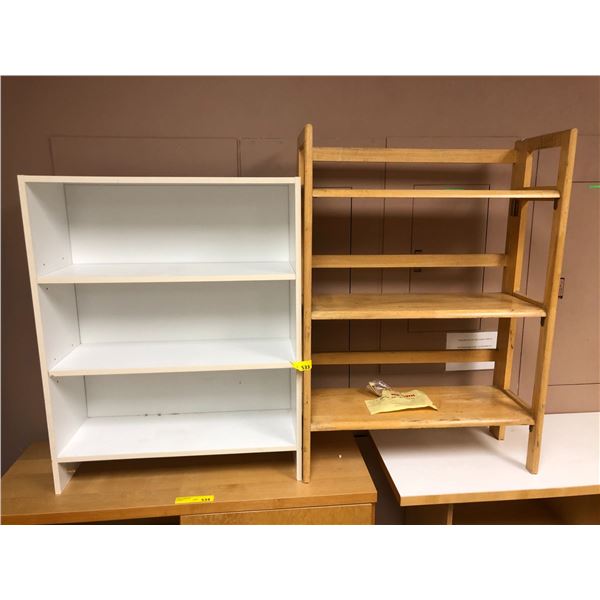 Two Shelving Unites - One Maple & the Other One White