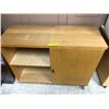 Image 1 : Birds Eye Natural Maple Veneer Rolling Shelving Unit with Cupboard