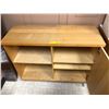 Image 2 : Birds Eye Natural Maple Veneer Rolling Shelving Unit with Cupboard