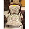 Image 1 : Antique Needlepoint Armchair  with needlepoint armrests - approx. 24in x 25in x 37in