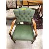 Image 1 : Green Velour Upholstered Antique Armchair - approx. 23 1/2 x 24 1/2 x 35in