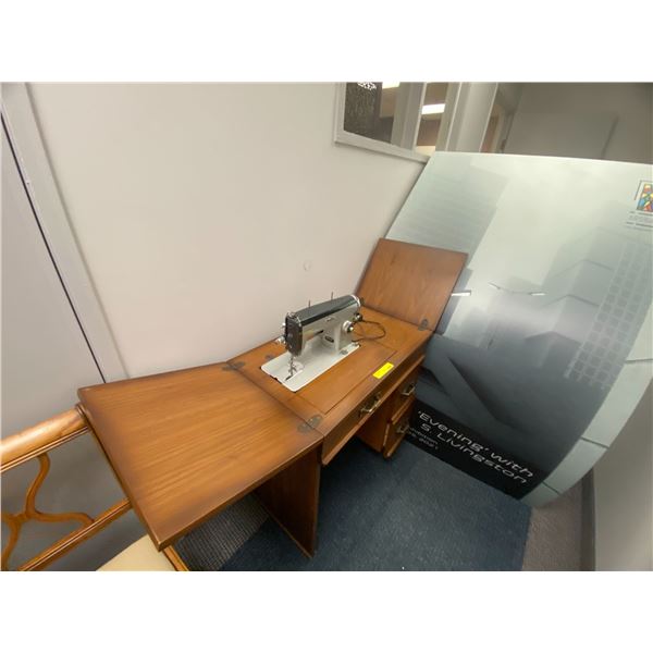 VIKING Sewing Machine Cabinet with two drawers including contents - folded out approx. 60in x 18in x