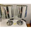 Image 1 : Two Chrome Table lamps with Silver Lampshades