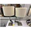 Image 1 : Two Brushed Stainless Tablelamps with Matching Lampshades