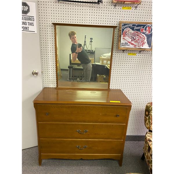 Bedroom Dresser with Mirror - three large drawers - approx. 39in x 16 1/2in x 62in