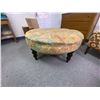 Image 1 : Vintage Round upholstered ottoman - approx. 35in wide x 17in tall