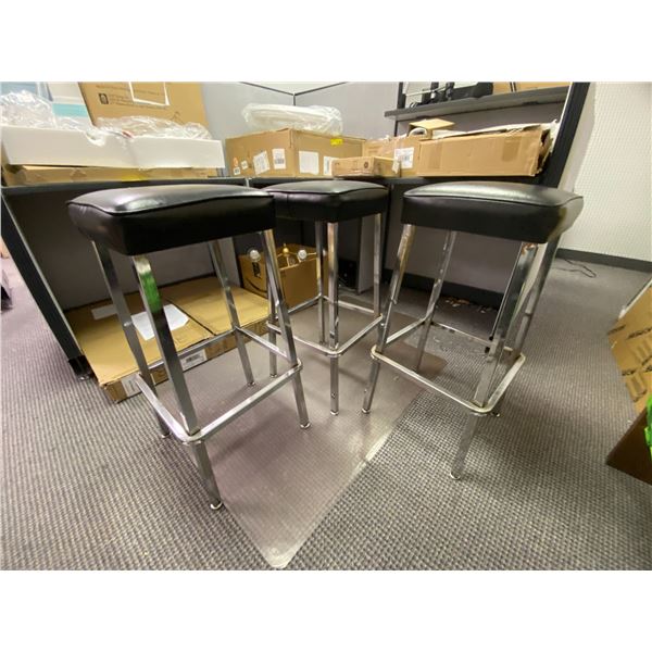 Group of 3 Black and Chrome Bar Stools