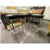Image 1 : Group of 3 Black and Chrome Bar Stools