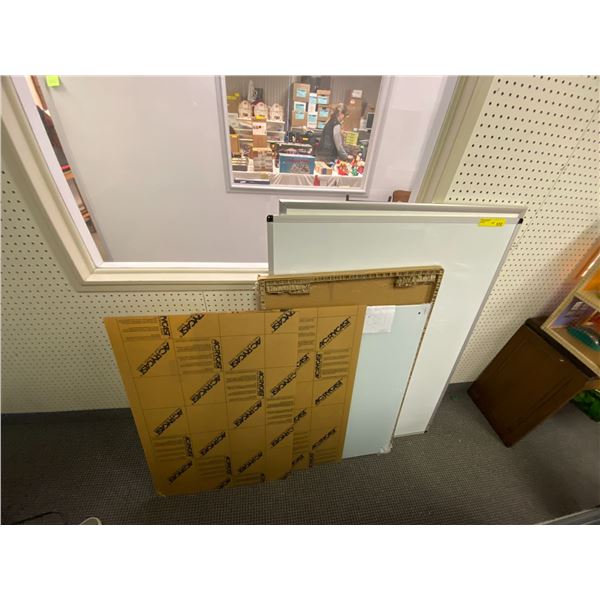 Group of 4 White Boards, and Acrylic Sheets plus Glass board