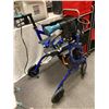Image 1 : Airgo Fusion Blue Walker with bath safety seat and black cane