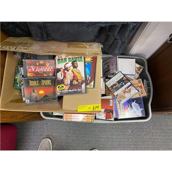 Two Boxes/Tub of Misc. Videos and CDS including Pride & Prejudice, Mr. Bean & Astaire & Rogers Colle